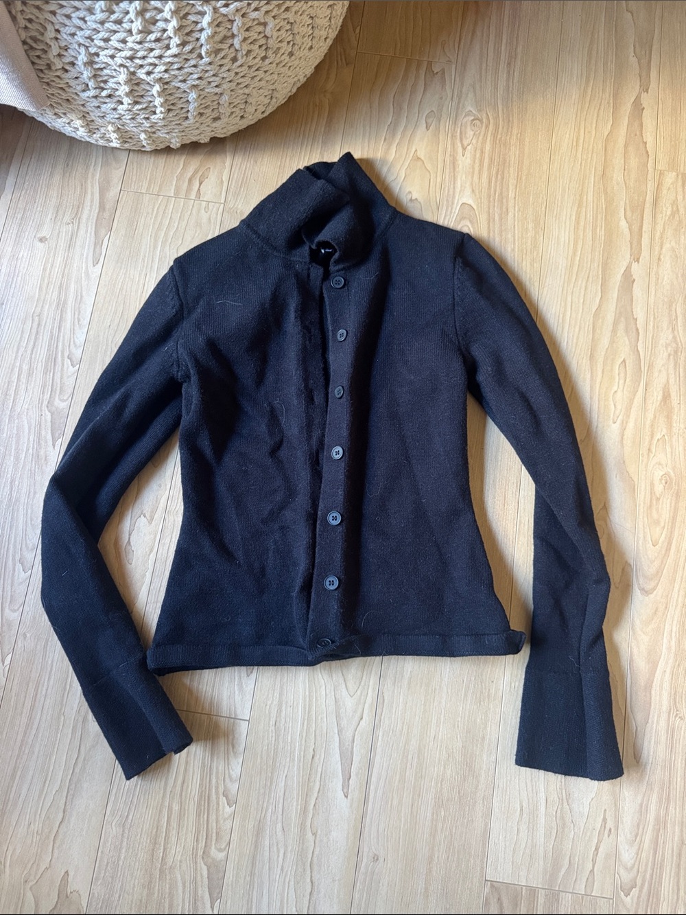 Black Women's Button-Front Knit Cardigan Sweater